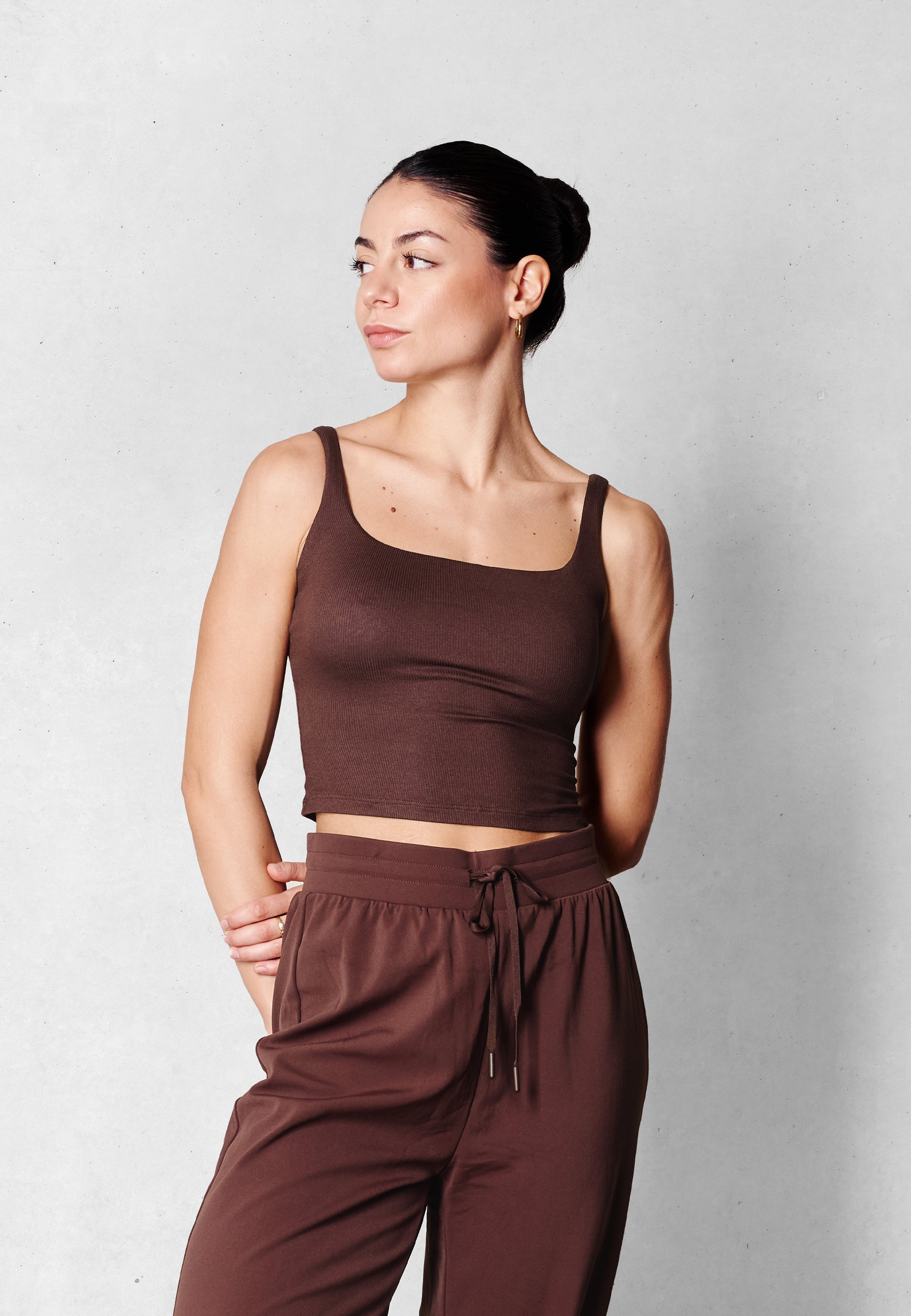 Cropped Rib Tank - Parisian Brown