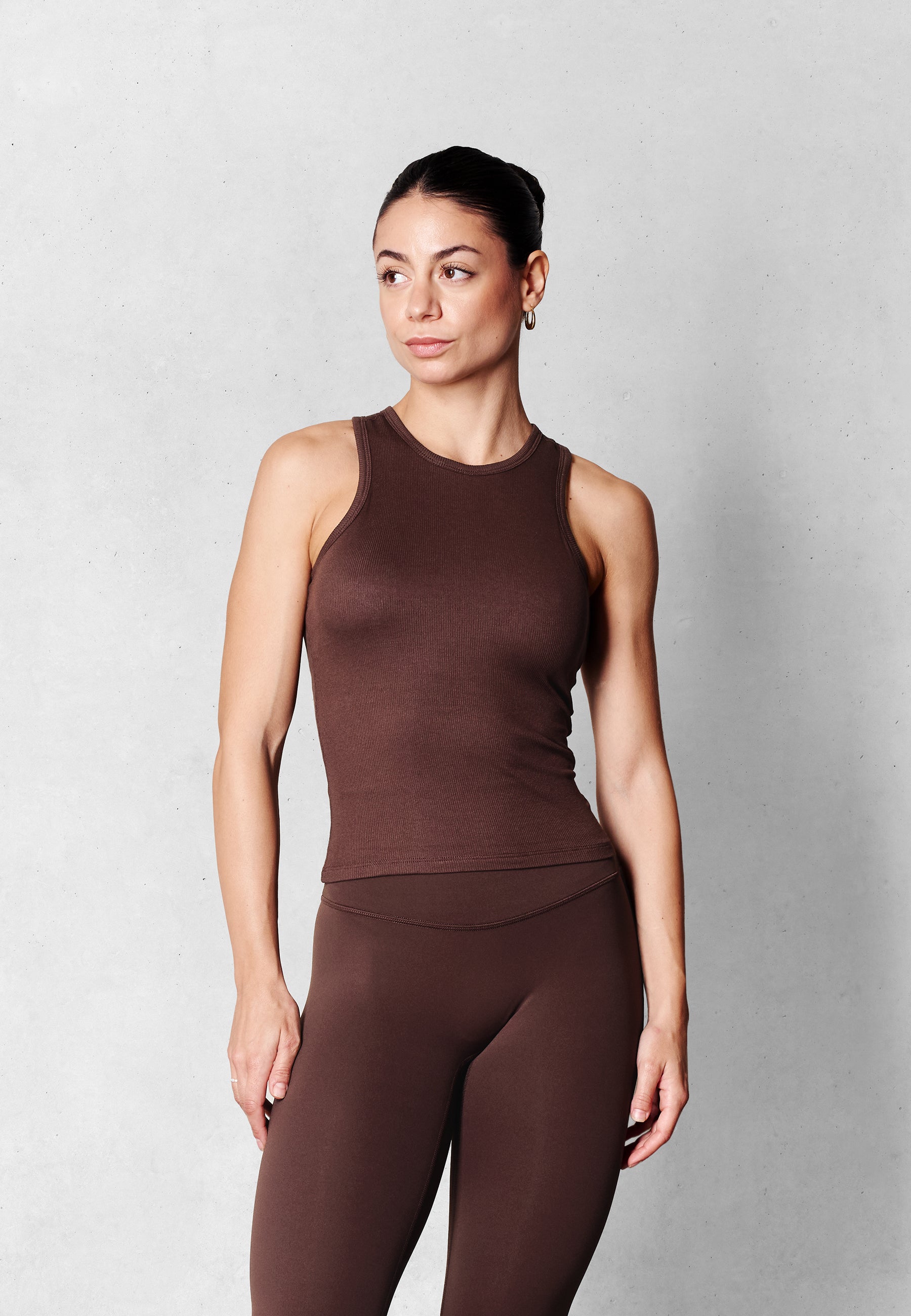 Full Length Rib Tank - Parisian Brown