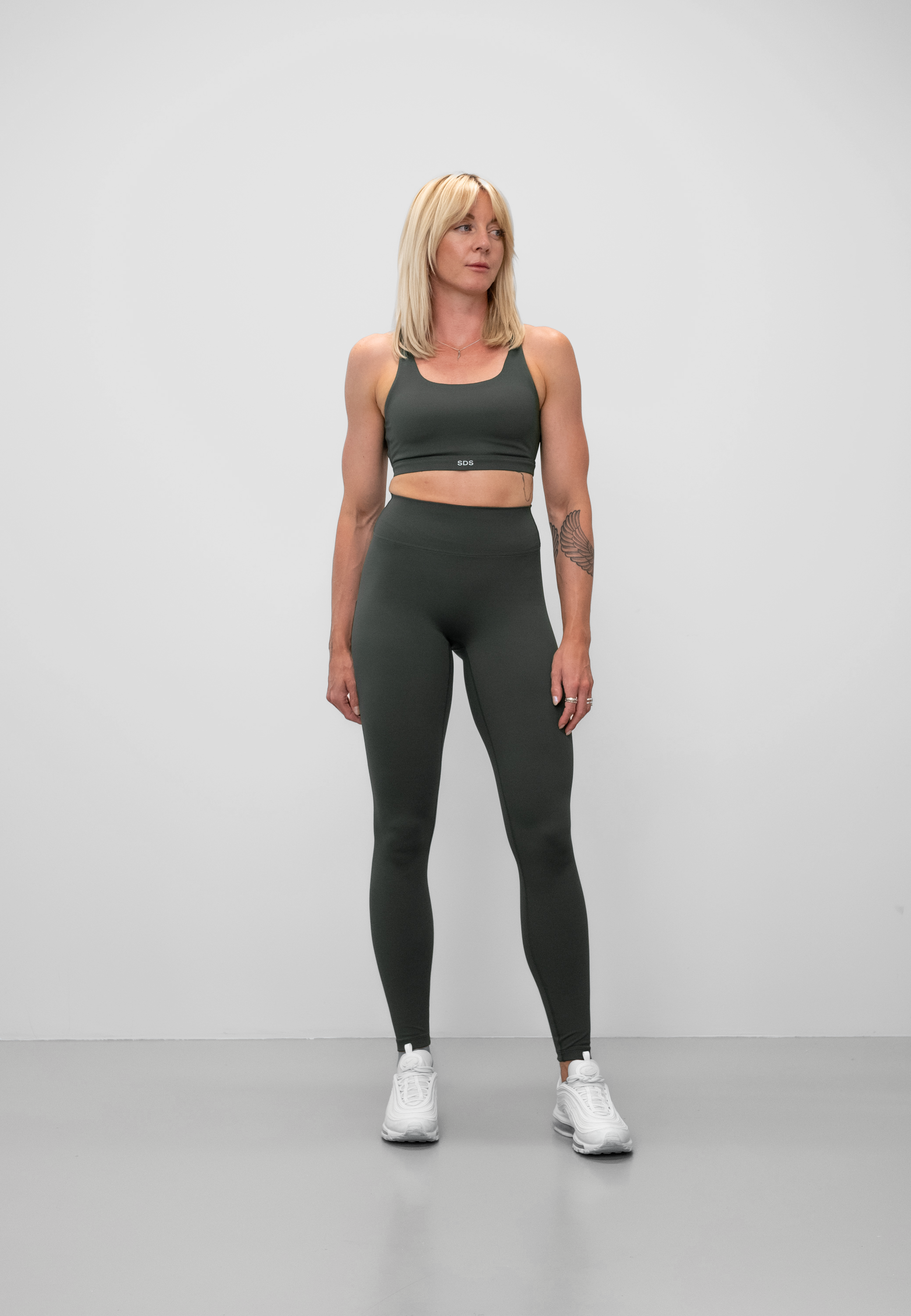 Luxe Tights - Full Length - Impact Fabric - Stone Green